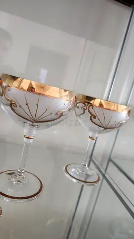 Bohemia crystal big circular glass cups - 5 pieces