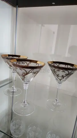Triangular Big Bohemia Crystal Glass Cups - 6 pieces