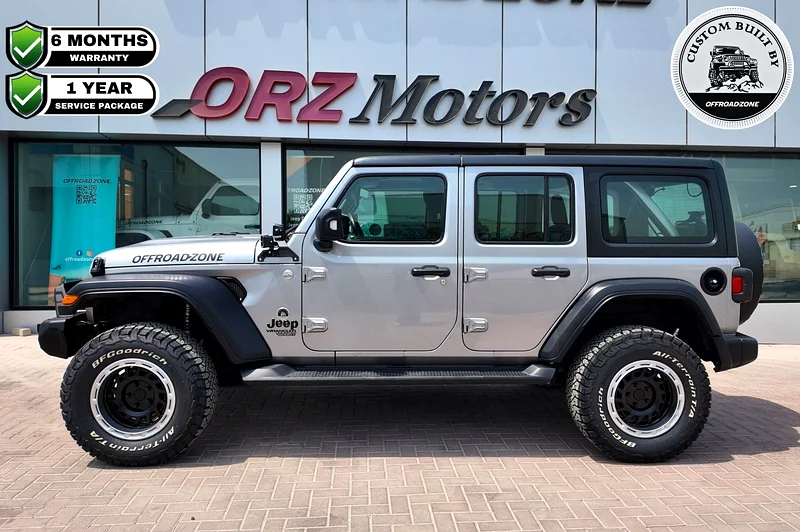 ضمان لمدة 6 أشهر وحزمة خدمة لمدة سنة من Offroadzone - جيب رانجلر 2021 بسقف مزدوج باللون الفضي63398602505730111