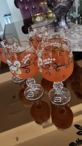 Orange Bohemia Crystal Glass Cups - 5 pieces