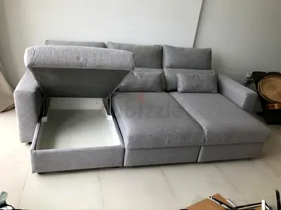 IKEA Eskilstuna Stylish and Functional Grey Upholstered Sofa with Storage