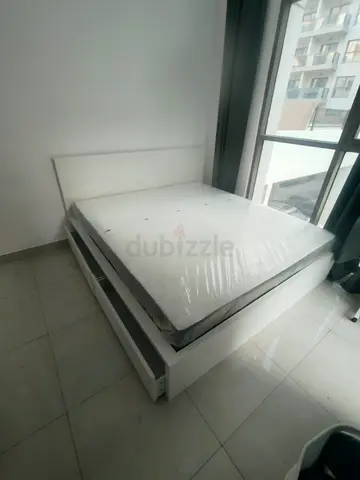 IKEA Malam king size 180×200cm bed frame with IKEA mattress and 2 big storage drawers underneath