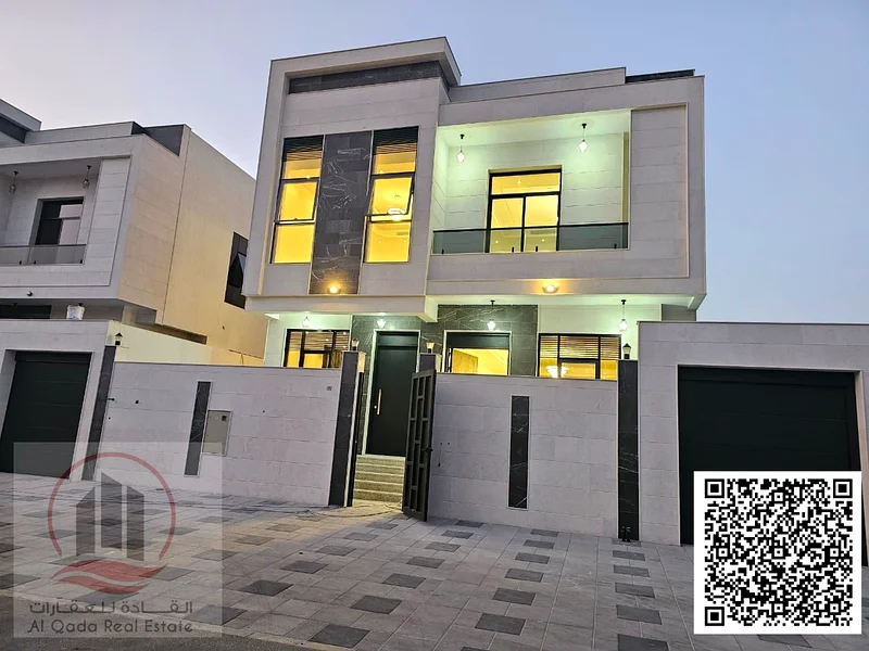 Villa for sale, including central air conditioning, in Ajman Al Bahia, 5 master bedrooms, a living room, a maid's room, freehold for all nationalities63883087705730110
