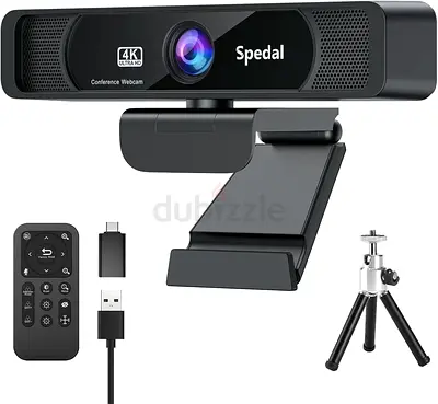Spedal 4K UHD Webcam with Built-in AI Noise Reduction Dual Microphones,120° Wide Angle Zoomable Webc