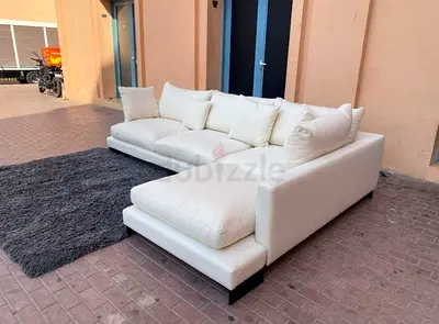 MARINA Home Feather filled Stylish White Sectional Sofa with Plush Cushions