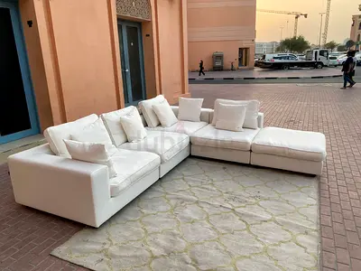 MARINA Home Stylish White Sofa Set with Matching Ottoman