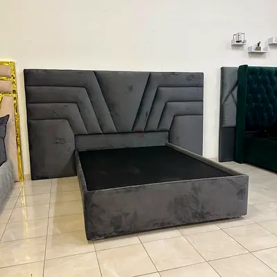 Stylish Grey Upholstered Bed Frame for Sale