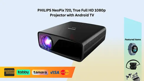 Philips NeoPix 720, True Full HD 1080p Projector with Android TV, Chromecast Built-in, HDMI  USB-C