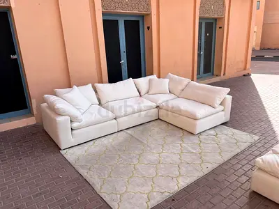 MARINA Home Feather filled Luscious Stylish Modular-Shaped White Sofa