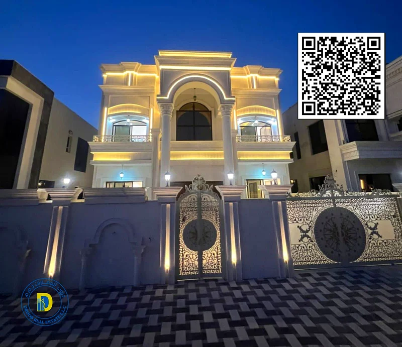 For sale, a classic villa in the Al Alia area of ​​Ajman, a large area, 5 rooms, super deluxe finishing, at a special price, 100% bank financing63872801135489110