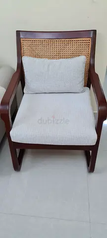 Elegant Antique type Wooden Armchair with Cushioned Seat From Home Centre