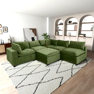 Stylish Green L-Shaped Sofa for Comfortable Living Spaces