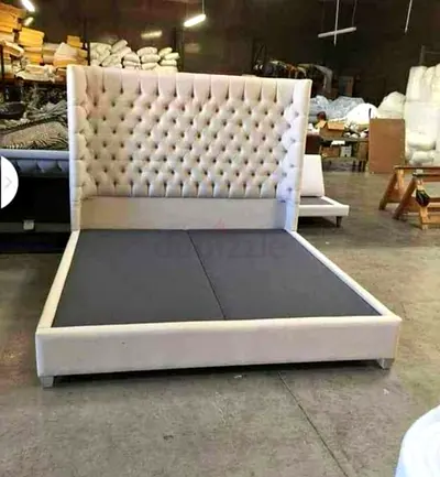 Elegant Upholstered King Size Bed with Tufted Headboard