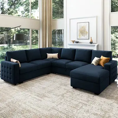 Luxurious Velvet Sectional Sofa - U Shape Sofa for Modern Living - Brand New Sofas In Dubai