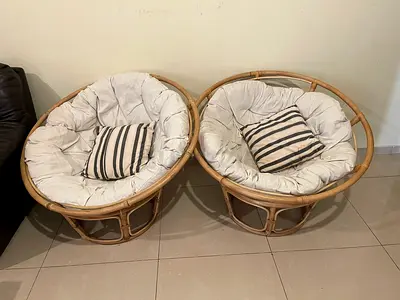 Stylish Bamboo Papasan Chairs with Cushions