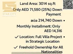 Own a villa Plot in Al Manama 3014 sq | 25% Down – 15 Months Installment – No Interest
