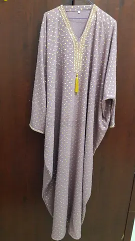 Elegant Purple Kaftan with Golden Embellishments