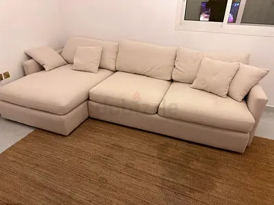 Selling Crate Barrel Lounge Deep LShape Sofa beige perfect Condition