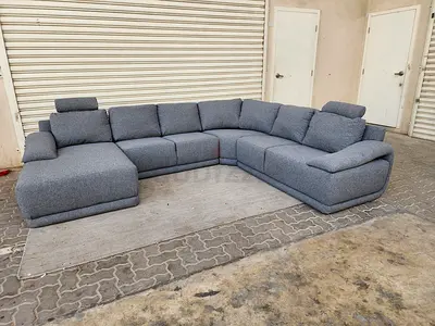 Home-center U-shaped luxury six seat sofa dark gray