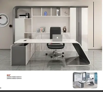 Big Boss modern L shapr glossy white table