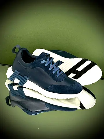 Hermès mens navy blue bouncing sneakers