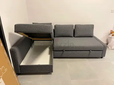 Friheten l shape sofa com bed with storage