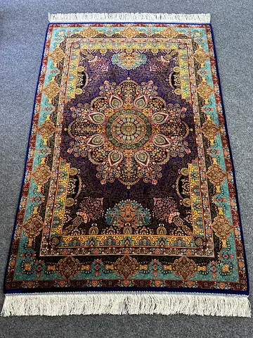 100 x 150 cm | New Beautiful Persian Silk Carpet Premium Machine Knot