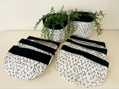 Set of 8 Black and White Canvas Storage Bags BNWT