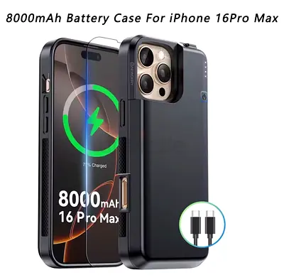 Heavy-Duty 8000mAh Battery Case for iPhone 16 Pro Max