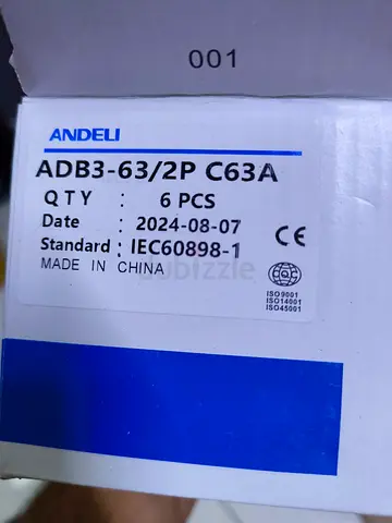 6 PCS Andeli Circuit Breakers - ADB3-63/2P C63A