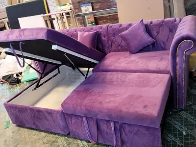 Stylish Purple Velvet Sofa with Storage Feature