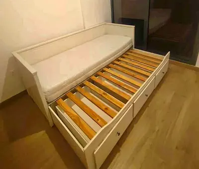 IKEA Hamnes Day bed with 3 storage drawers underneath and with 2 IKEA mattresses is available in exc