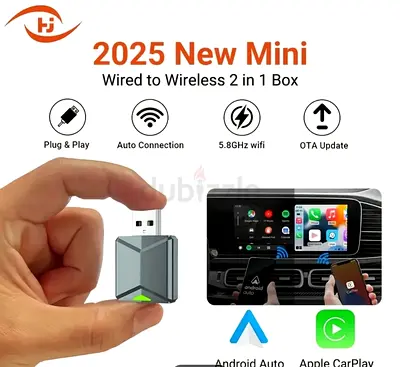 2025, 2-in-1 Wireless CarPlay and Android Auto, OEM Wired Carplay/ Android Auto Wireless Dongle