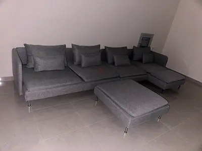 Selling iKEA Sodhremn LShape Sofa light Grey with footstool