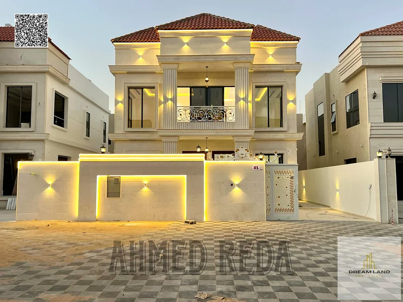 For sale - Luxury villa in Al Helio 2 - Ajman | Area 3014 sq ft | 2 floors + roof | 4 master bedrooms | Price 1,600,000 AED including registration and63891692213506110