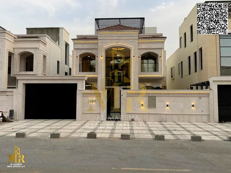 Luxury villa for sale in Al Bahia - 4225 sq ft | 2 floors and roof | 5 master bedrooms | Majlis and 2 halls | Front yard and distinctive roof seating63882221207170110