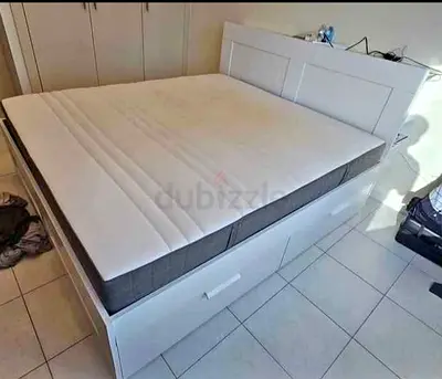 IKEA brimness king size bed with 4 storage drawers underneath and with  IKEA mattress