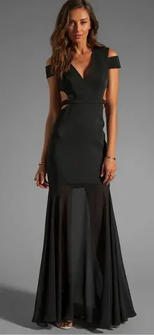 Evening Elegant Stylish Black Maxi Dress Gown by BCBGMAX