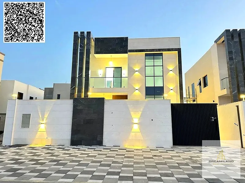 For sale - a luxury villa with a swimming pool in a prime location in Ajman, high-end finishing, modern design, including registration and a swimming63891577386114110