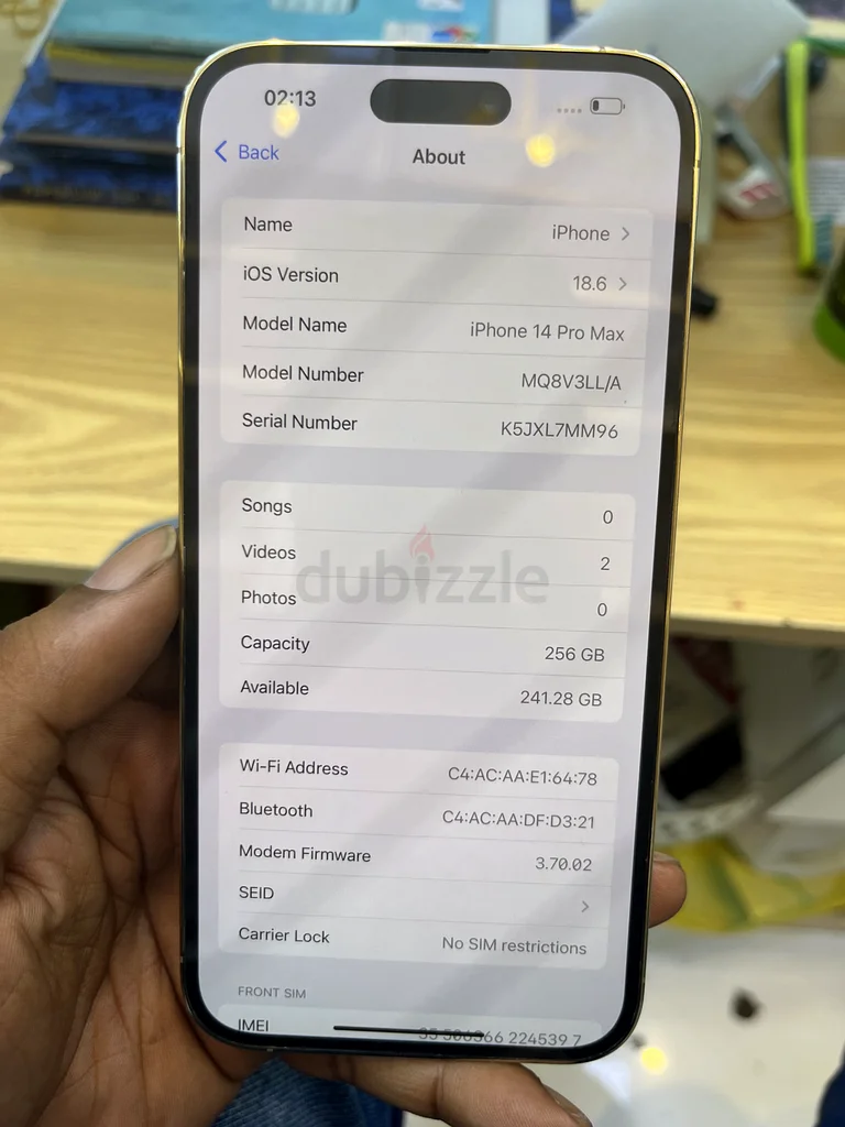 Iphone 14 pro max 256 physical dual sim63437620037250113