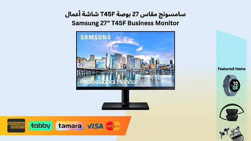 Samsung 27 Inch Business Monitor T45F, FHD 1,920 x 1,080, Max 75Hz, LS27T450FQE