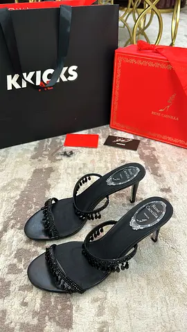 René Caovilla Crystal Embellished Heels ‘Black’