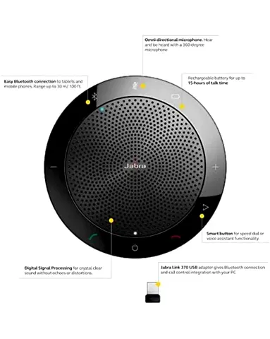 Jabra Speak 510+ Speaker Phone - Microsoft Certified Portable Conference Speaker with Bluetooth USB.