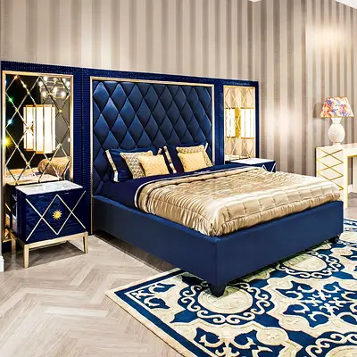 Elegant Modern Bedroom Set with Luxurious Bed and Nightstand