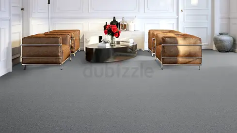 Wall to wall carpet in silver color