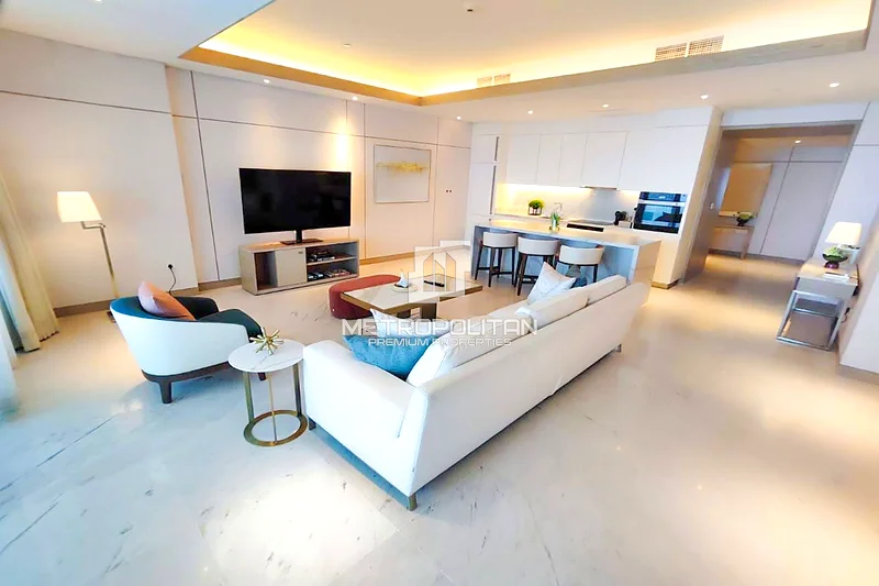 طابق عالي | منظر على عين دبي والنخيل | مؤثث63937505636739114