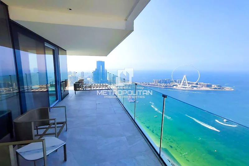 طابق عالي | منظر على عين دبي والنخيل | مؤثث63937505636739111