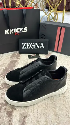 Zegna Triple-Stitch Suede and leather Sneakers ‘Black/White’