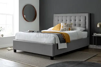 Grey fabric bed