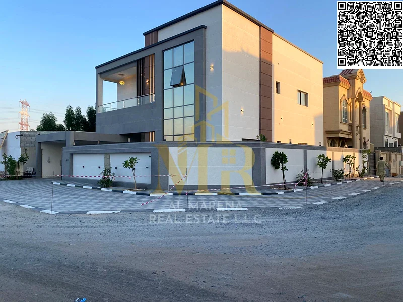 للبيع في حربة عجمان، فيلا بتمويل بنكي أو كاش، تصميم فاخر، زاوية سكنية، طابقين وسطح في روضة 2، خمس غرف ماستر63879536660099110